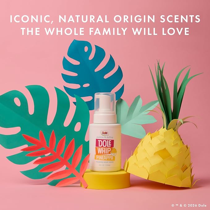 Dabble & Dollop Dole Whip® Pineapple Foaming Body Wash 2-Pack - Natural Origin Scent, Gentle Body Wash for Kids, Toddlers & Family, Sensitive Skin, Sulfate & Paraben Free (8 fl oz, Pack of 2)