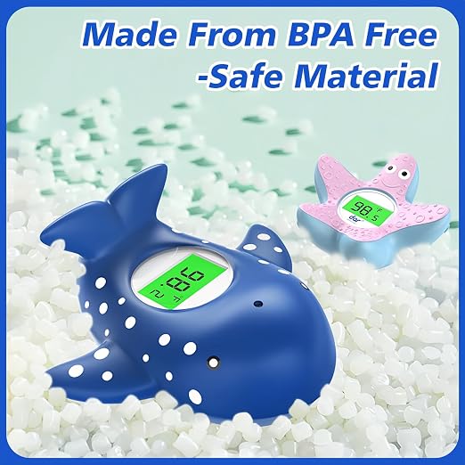 Baby Bath Thermometer for Infant & Toddler,Floating Digital Water Temperature Thermometer with 3-Color LED Backlight, Instant Accurate Reading,Baby Bath Toy,Hot & Cold Alert（Deep Blue Whale）