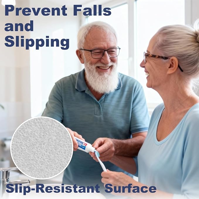 Gecork 28 PCS Shower Floor Non Slip Stickers with Strong Adhesive, Invisible & Durable Anti Slip Shower Stickers with Scraper for Bath Tub, Pools and Stairs, Clear, Hexagonal