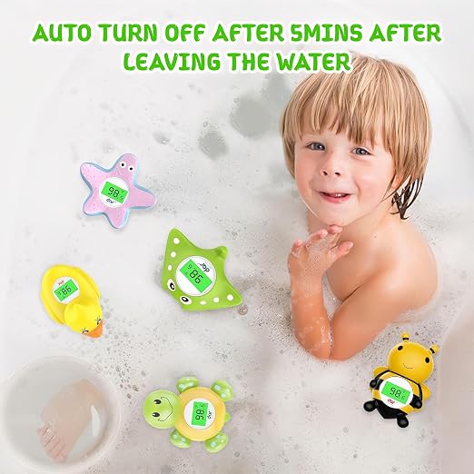 Baby Bath Thermometer, Floating Digital Water Thermometer with 3-Color Backlit Temperature Alert, BPA-Free Waterproof Bath Toy, Accurate LCD Display for Infant, Toddler, Kids & Pets