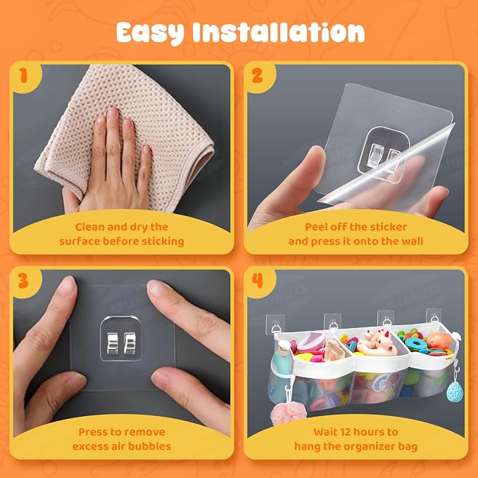 Bath Toy Organizer 3 Compartment Bath Toy Storage Bag Shower Caddy Quick Access Bathtub Toys Holder Baby Shower Games Tub Quick Dry Baby Bathroom Toys Storage Accessory Gray