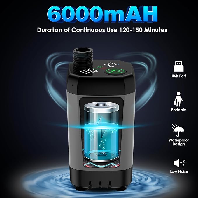 Cosy Life Portable Shower, Portable Shower for Camping with 5 Gallon Collapsible Bucket, 6000mAH Camping Shower with Smart LED Display, Multiple Spray Patterns for Outdoor Camping, Hiking, Pet Bathing