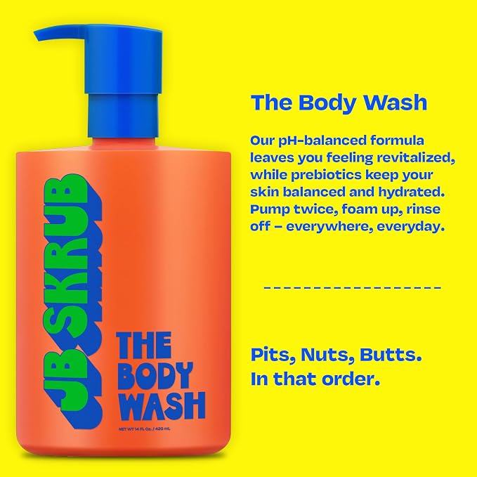 JB SKRUB Boys Body Wash for Kids, Tweens & Teens, pH-Balanced Foaming Citrus Wash, No Harsh Ingredients, Tackles Odor & Breakouts, 14 oz.