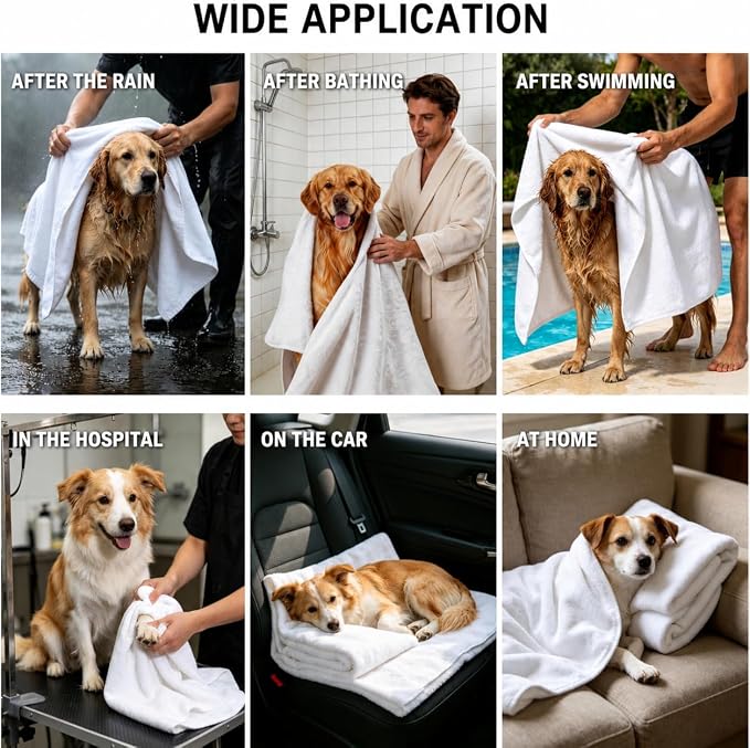 2 Pcs Microfiber Dog Towels for Drying Dogs Large, 55 X 27 Inch (purple) | Super Absorbent and Soft, For Large, Medium or Small Dogs and Cats, After Bathing, Swimming, Rain, Grooming