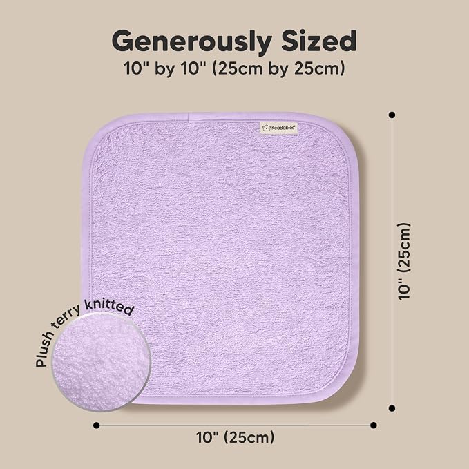 6-Pack Baby Washcloths, Soft Absorbent Washcloths for Face, Body (Soft Lilac) | Viscose from Bamboo Washcloths, Baby Towels, Newborn, Kids, Toddlers, Infant, Gentle on Sensitive Skin, 10x10, Reusable