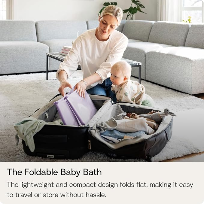 Stokke Flexi Bath X-Large Baby Bathtub, Sandy Beige - 31.5 x 15.7 x 9.4 in - Best for Infants & Toddlers - Lightweight, Foldable & Easy to Store - Convenient to Use at Home or Traveling