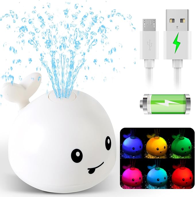 Gigilli Baby Bath Toys, Light up Bath Toys for Kids Ages 1-3, Pool Water Toys 1 Year Old Boys Girls Gifts, 6-12-18 Months Baby Whale Bath Toy Sprinkler, Toddler Fountain Bathtub Water Table Toy