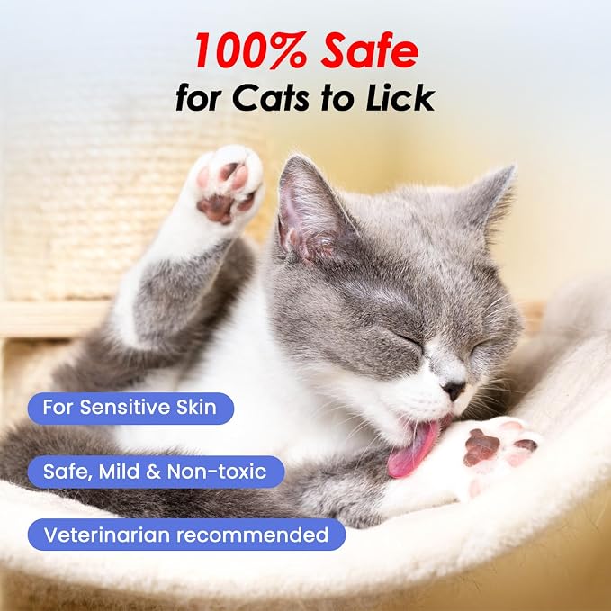 Waterless Cat Shampoo with Cat Brush - No Rinse Foam Dry Shampoo | Deep Cleansing Relieves Itchy Skin & Shedding | Gentle, pH-Balanced for Kittens Sensitive Skin | 2 Shampoo*1 Brush