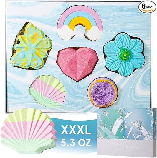 Bath Bombs Gift Set,6 Pcs XXXL (150 g) Bath Bombs, Rich in Essential Oil, Ideal Gift for Christmas,Birthday,Valentine's Day