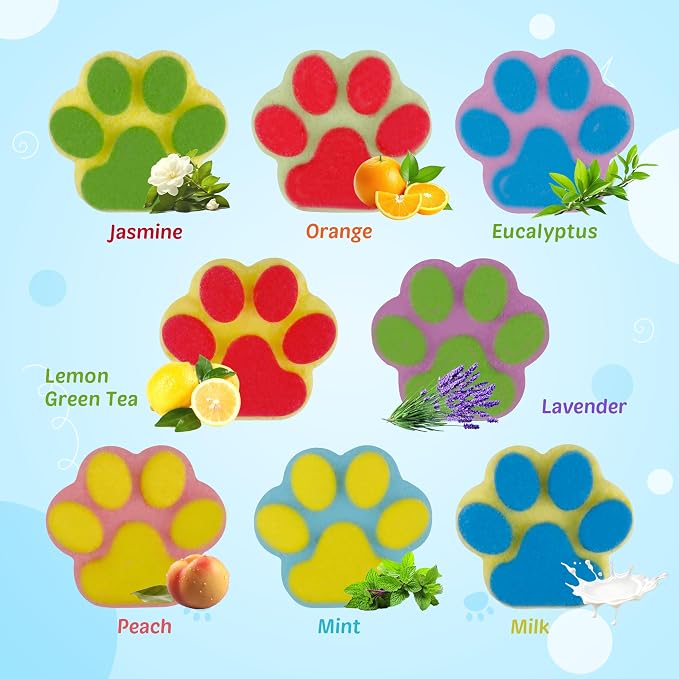 Bath Bombs for Kids with Surprise Inside, 40 Large Number Pack Paw Shape Bath Bombs Gift Set, Natural Organic Kids Bubble Bath Fizzy for Girls Boys with Bath Toys Inside