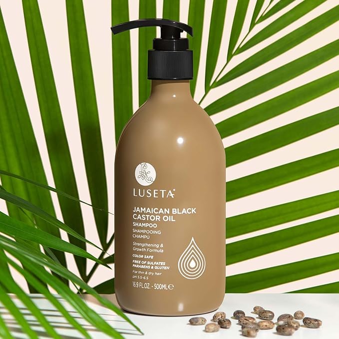 Luseta Castor Oil Shampoo and Conditioner Set for Thinning Hair | Strengthening Set for Thicker Fuller Looking Hair & Split End Repair for Men Women, Split End Care, Sulfate Free 16.9oz*2