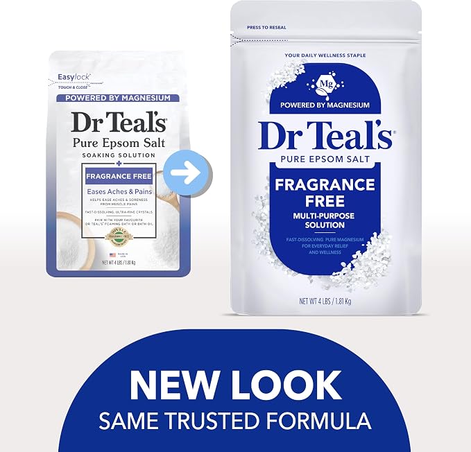 Dr Teal's Epsom Salt Magnesium Soak, Fragrance Free, 4 lbs