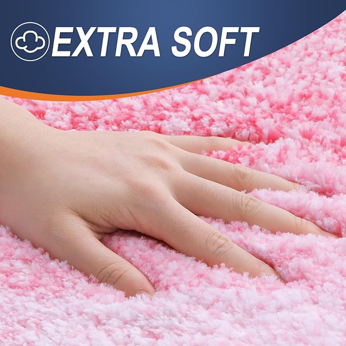 OLANLY Bathroom Runner Rugs Mat 59x24, Extra Soft Absorbent Microfiber Bath Rugs, Rubber Backing, Quick Dry, Washable Long Bath Mats for Bathroom Floor, Tub and Shower, Home Decor Accessories, Pink