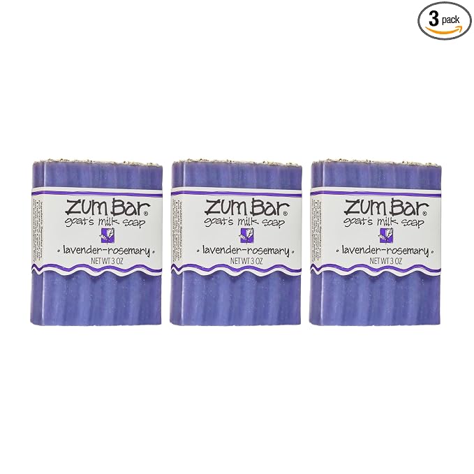 Indigo Wild Zum Goat's Milk Soap Bar - Bar Soap for Hands & Body Made with Essential Oils - 3 oz - Lavender-Rosemary (3 Pack)