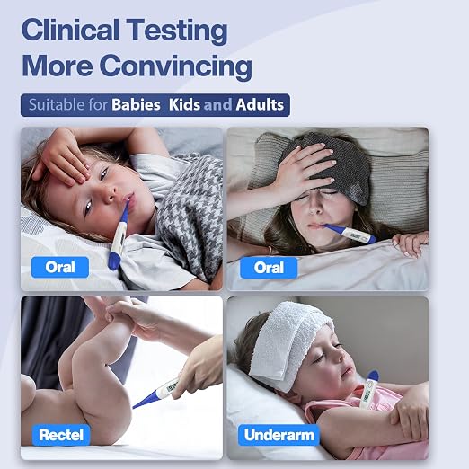 Boncare Digital Thermometer for Adults, Kids & Babies, Dark Blue | Accurate & Safe Oral and Rectal Thermometer with 10-Second Reading and Fever Alarm