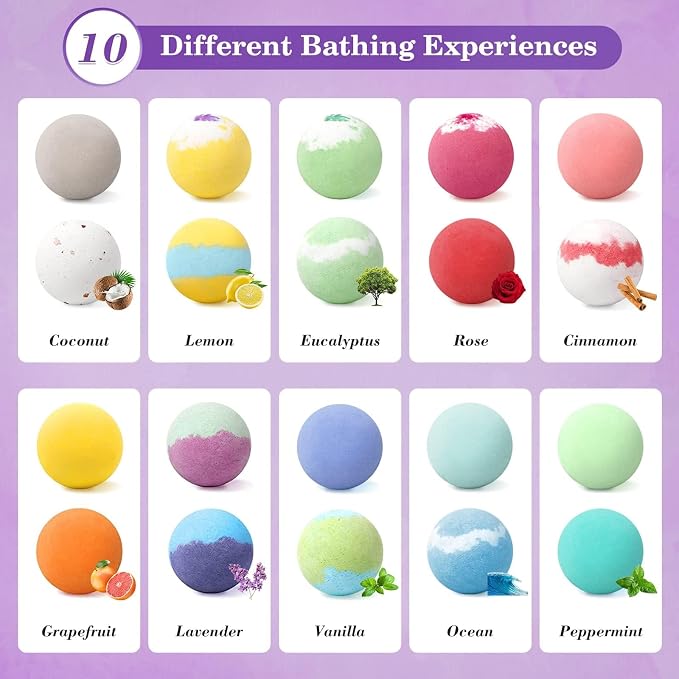 CalmNFiz 40PCS Bath Bombs for Women Presents Set Natural Wonderful Fizz Effect Bath Bomb with Shea Butter & Essential Oils, Bubble Bath Mothers Day Presents for Mom, Wife, Girlfriend(2 Sets)
