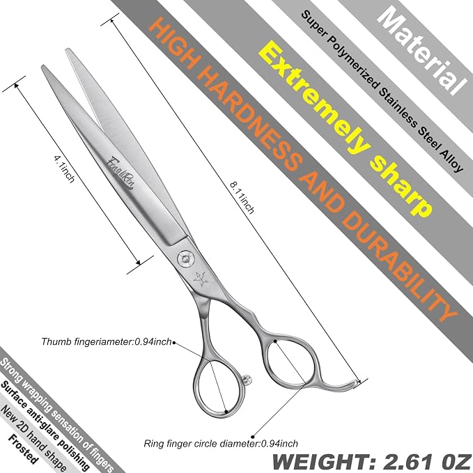 High-end Professional Dog Grooming Scissors Pet Grooming Shears 7.5 Inches Extremely Very Sharp Made Of Stainless Steel Alloy By Hand For Dog Cat Groomer