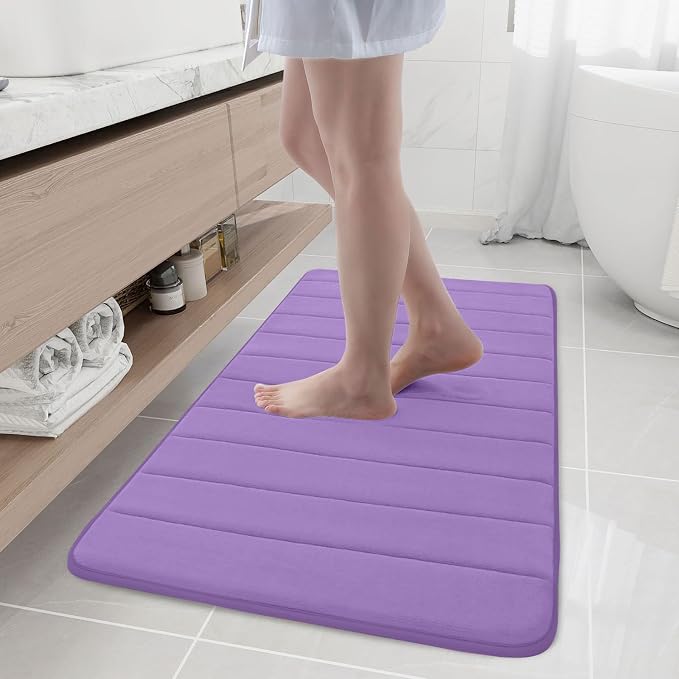 Buganda Memory Foam Bath Mat, 44" x 24", Ultra Soft Bathroom Rugs, Water Absorbent and Machine Washable Bath Rug Runner for Bathroom, Shower, and Tub, Lavender