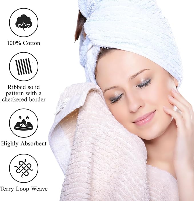 Superior 4 Piece Cotton Bath Towel Set, Includes 4 Bath Towels, Daily Use for Bathroom, Guest Bath, Quick Dry, Spa, Resort Towels, Ribbed, Absorbent, Home Essentials, Soho Collection, Golden Mist