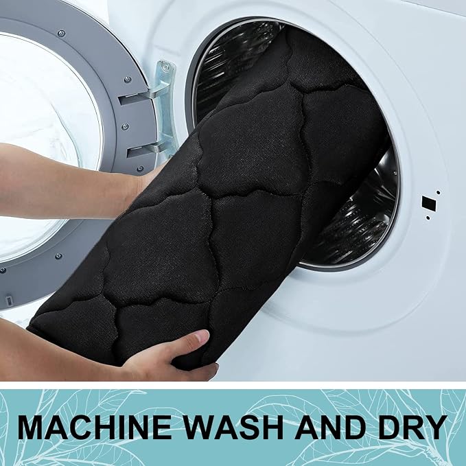 OLANLY Memory Foam Bath Mat Rug 70x24, Soft and Absorbent Bathroom Rugs, Non-Slip, Comfortable, Machine Washable Bath Carpet for Bathroom Floor, Tub, Shower and Home Decor Accessories, Black