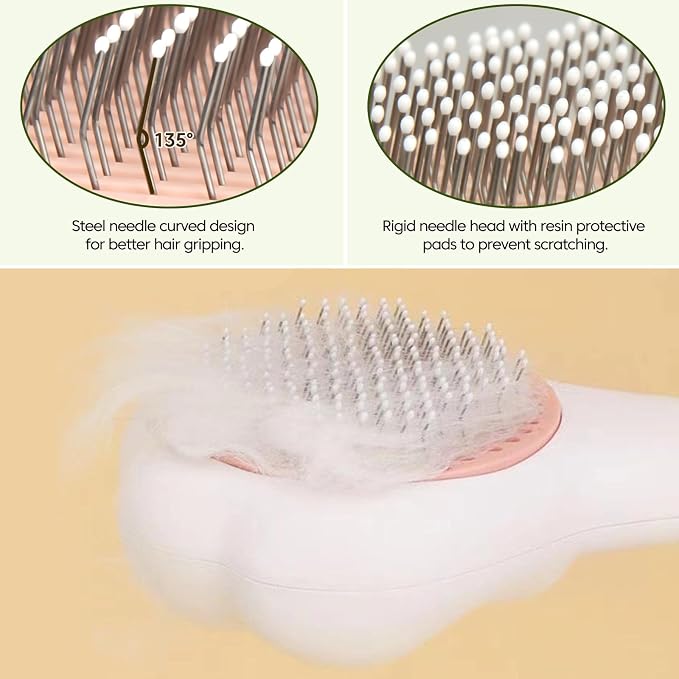 Self-Cleaning Cat Brush for Shedding with Cat Nail Clipper 2-Piece Set for Pets That Shed a Lot or Have Overgrown Nails,Including Long-Haired & Short-Haired Cats, Small & Medium Dogs, Rabbits and More