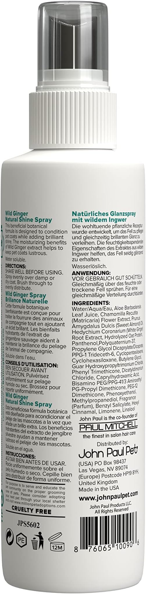 Paul Mitchell Pet Wild Ginger Shine Spray, Conditions Moisturizes and Revitalizes Shine, 8 fl oz