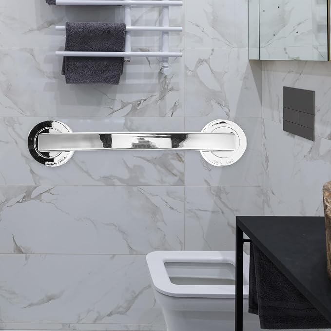 Hemobllo Bathroom Grab Bars for Seniors 11.81 Inch Suction Safety Handrail Chrome Tool-Free Install Bathtub and Shower Armrest for Elderly and Disabled Stable Support for Bathroom and Toilet
