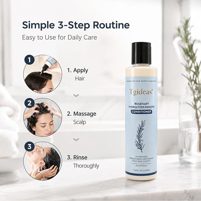 Tgideas Rosemary Hair Conditioner for Women and Men - Natural Hydrolyzed Keratin Infused Detangling & Hydrating Conditioner to Increase Manageability, 7.4 fl.oz