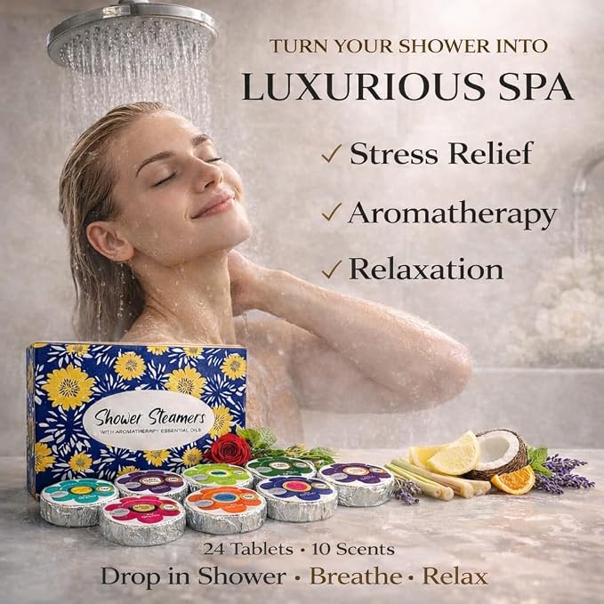 Shower Steamers for Women Gift Set, 24pc Shower Bombs Aromatherapy Gift Set w/Organic Essential Oils. Shower Melts, Bath Bombs for Shower, Birthday Gifts, Individually Wrapped & 4 Boxes of Pack of 6