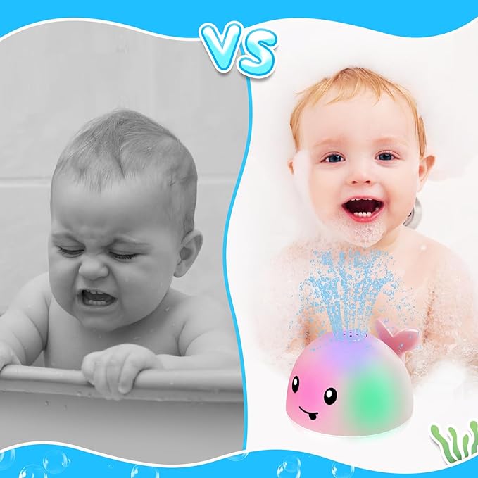 Baby Girl Bath Toys, Easter Basket Stuffers for Babies 1 Year Old Girl Gift, Toddler Bath Toys for Kids Ages 1-3, Light Up Whale Bath Toy Sprinkler Baby Toy 6-12-18 Months Bathtub Fountain Toy
