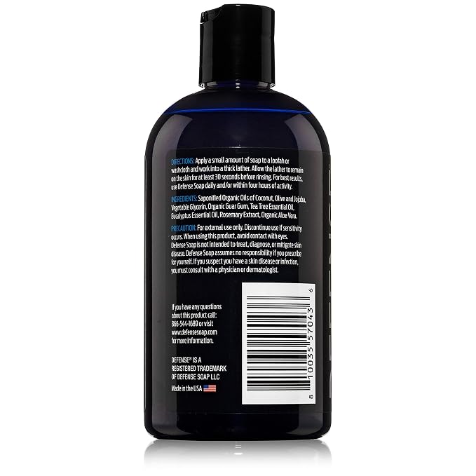 Defense Soap Tea Tree Body Wash | All Natural Organic Shower Soap for Athletes | Odor Control & Skin Fungal Protection for Sports, Post Workout & Recovery - 12 oz (Pack of 2)