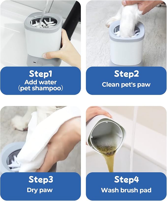 Electric Dog Paw Cleaner for Dogs，2 Speeds Automatic Dog Foot Paw Washer for Small Medium to Large Cat Dog Pet (Grey)