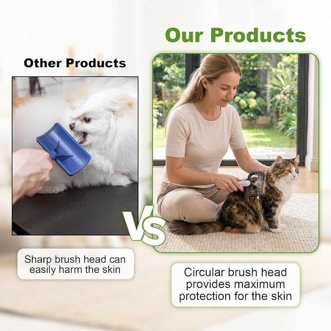 2026 New Double-Sided Dematting Comb for Dogs & Cats, Pet Grooming Tool for Long Haired Thick Double Coat Pets, Undercoat Rake Deshedding Brush for Tangles Matted Shedding Fur, Green-L-1Pcs