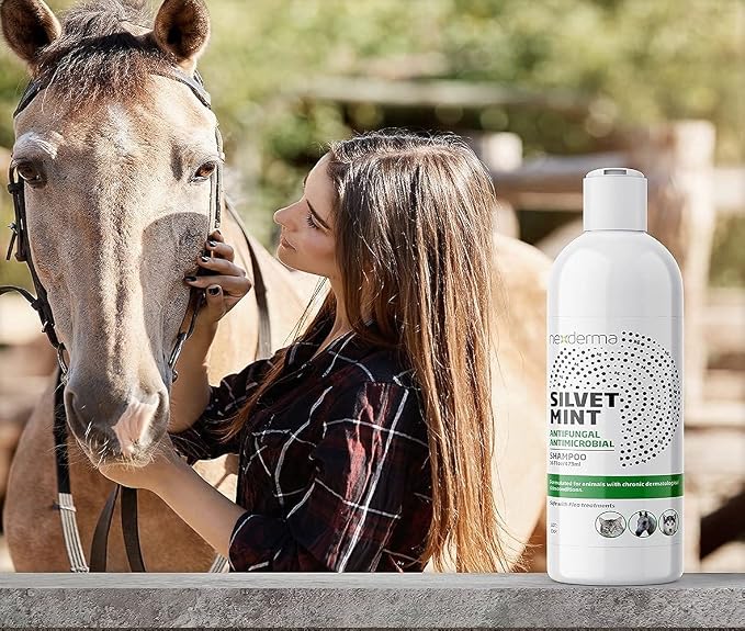 NEXDERMA Natural Colloidal Medicated Pet Shampoo for Dogs and Cats - Tearless Hypoallergenic, Soap Free with Coconut Oil and Mint, Relief for Allergies, Odor, Itchy, Dry, Irritated Skin - 16oz, 1Pack