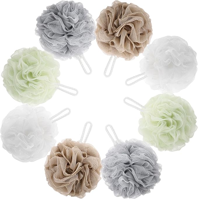 8 Small Mesh Pouf Bath Sponge - Mesh Loofah Body Exfoliating Shower Ball Shower Sponge
