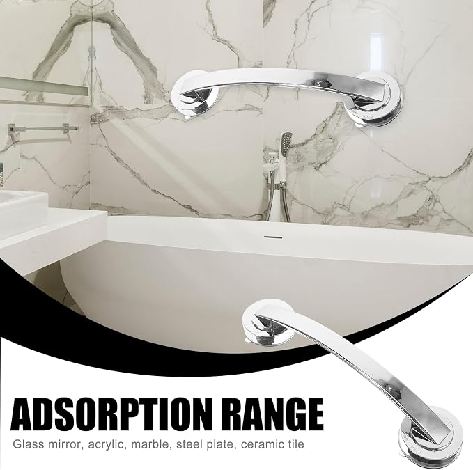Hemobllo Bathroom Grab Bars for Seniors 11.81 Inch Suction Safety Handrail Chrome Tool-Free Install Bathtub and Shower Armrest for Elderly and Disabled Stable Support for Bathroom and Toilet