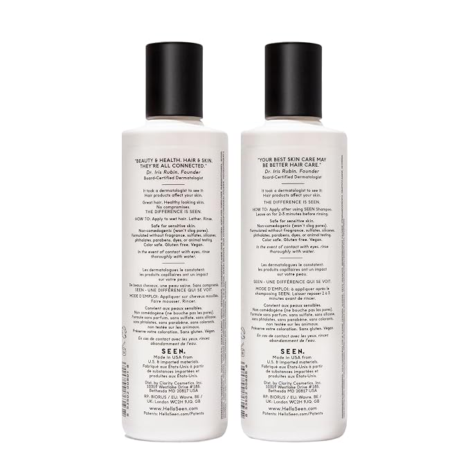 SEEN Shampoo & Conditioner Bundle, Fragrance-Free - Non-Comedogenic Hair Care Set, Dermatologist-Developed, Safe for Sensitive, Eczema & Acne-Prone Skin