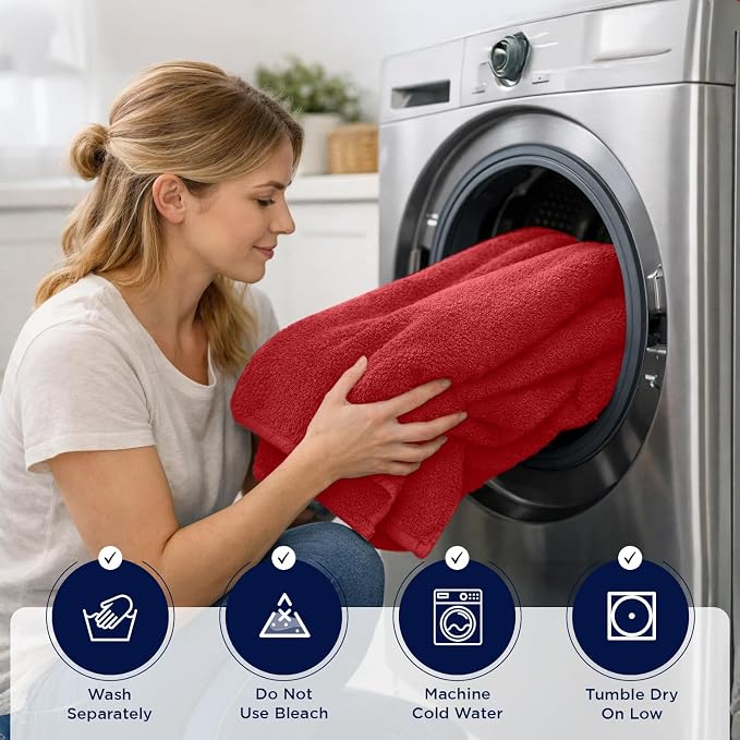 DAN RIVER 2 Pack Bath Sheets Extra Large 35x70, Large Bath Towels for Adults, XL Oversized Heavy Duty Towel Set, 600 GSM 100% Ring Spun Cotton, Soft Quick Dry, Red