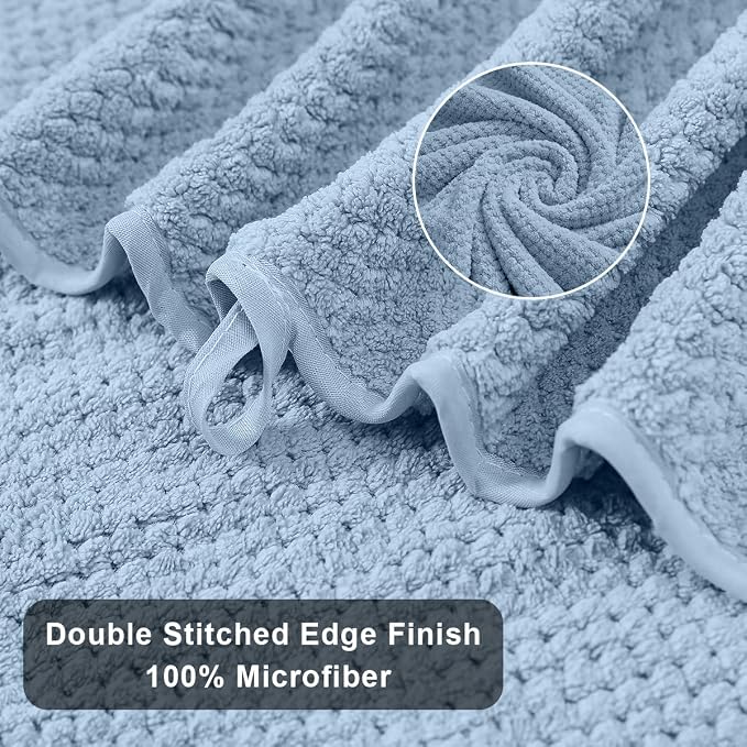 Hailea Extra Large Bath Towels Set 35x70 Inches - Blue Luxury 600 GSM Oversized Bath Sheet Towel,Ultra Soft Microfiber - Quick Dry,Highly Absorbent Shower Towels Spa Hotel Bathroom Towel Set (4-Pack)