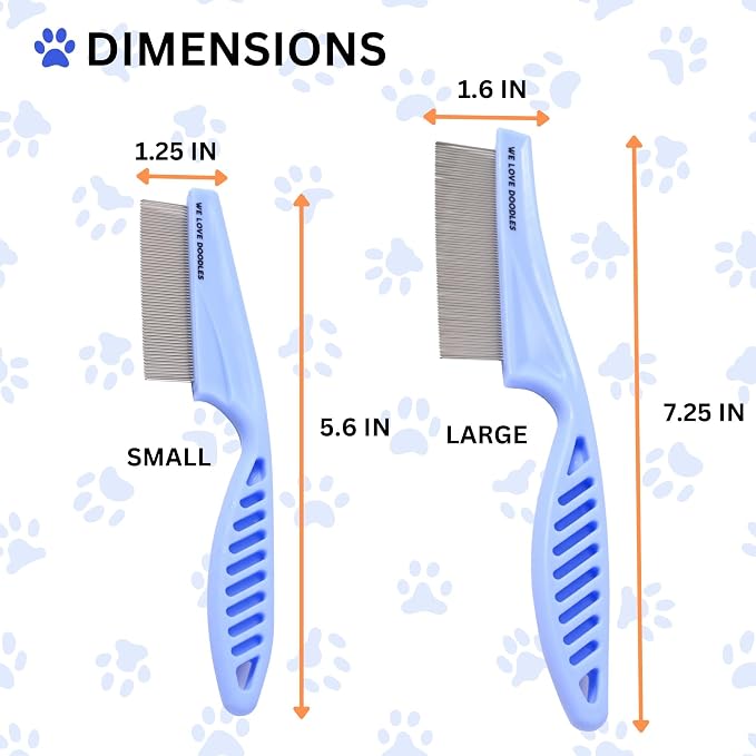 Dog Face Comb, Flea Comb for Dogs, Fine Tooth Tearstain Remover, Removes Crust and Mucus, Face Brush for Poodles & Other Breeds, Grooming Comb for Pets, Large + Small [We Love Doodles]
