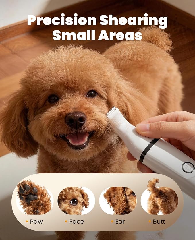 oneisall Dog Clippers and Paw Trimmer Grooming Kit | Low Noise, Powerful Motor, 3-in-1 Dog Trimmers+Nail Grinder, Long-Lasting Battery&Cordless, For Small Medium Large Dogs