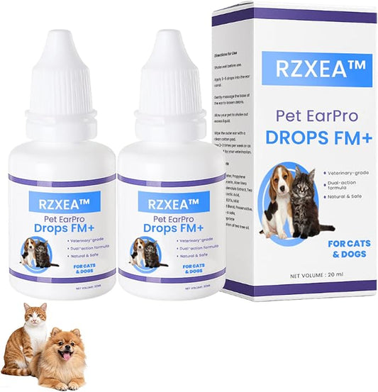 RZXEA Pet EarPro Drops, 2026 New Professional Ear Drops for Dogs and Cats, Relieves Itching (2 Bottle)