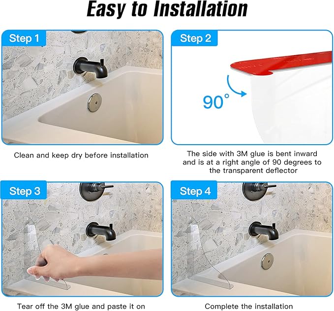 Tiga 2 Pieces Bathtub Shower Splash Guard, Bathroom Bath Tub Splash Guards with 3M Super Viscose, Perfectly Matched to Shower Curtain Weights