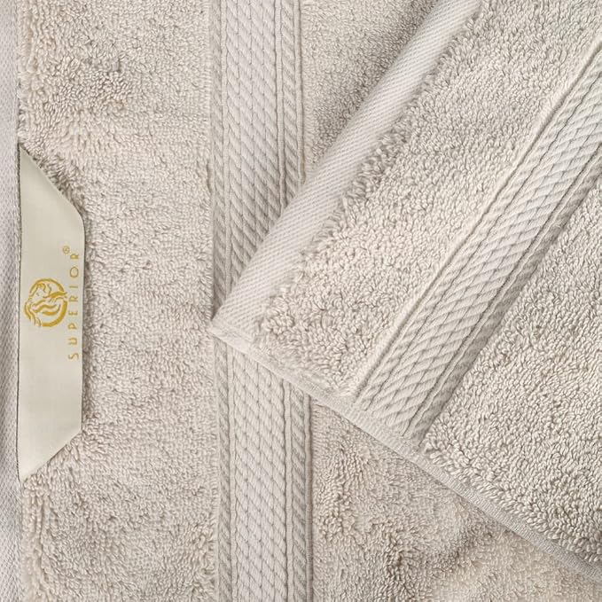 SUPERIOR Egyptian Cotton Plush & Absorbent, Hand Towel Set of 4, Stone | Quick Dry, Soft Luxury Towel Set, Bath Essentials for Bathroom, Guest Bath, Spa, 4 Piece Set, Madeline Towels