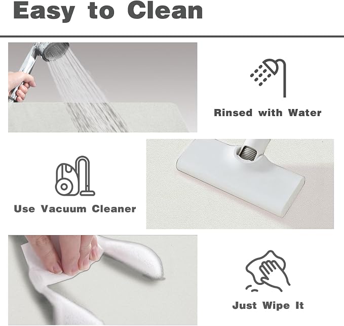 TYUU Bath Mat, Bathroom Rugs Non Slip Washable Thin Absorbent Quick Dry Bath Mat Fits Under Door Bathroom Floor Mat Perfect for Bath, Shower, or Sink 20"x48" White