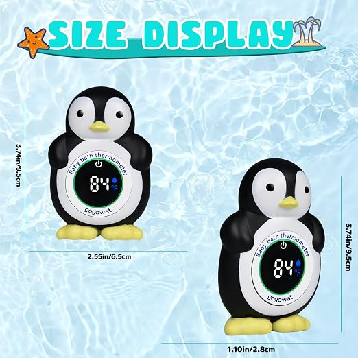 Baby Bath Thermometer, Floating Penguin Toy - Baby Bathing Safety Monitor | Cold and Warm Dual Zone Color Code, Real-time Water Temperature Sensor, Detachable Floating Toy, Special Supply for Maternal