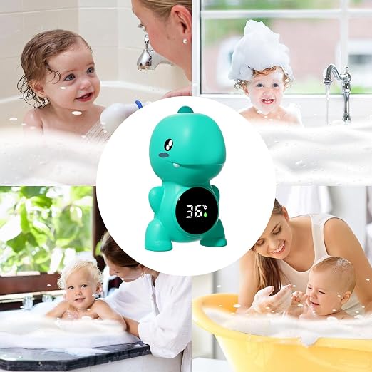 Bath Thermometer – ABS 12×7cm | Little Dinosaur Digital LED Water Temperature Display | Floating Bath Safety Thermometer for Newborns Boys and Girls Shower and Tub Use