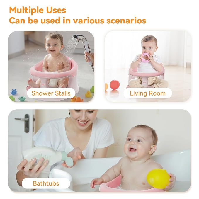 Baby Bath Seat for Babies 6 Months & Up - 360° Protection Bath Seats for Babies Sitting Up | Baby Bath Chair with Temperature Alert & Cushion | Toddler Bath Seat Newborn Infants Baby Bathtub Seat