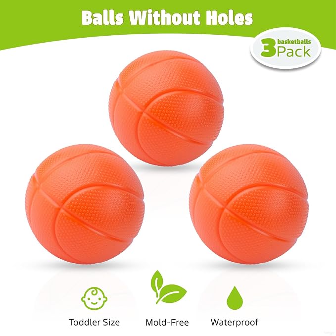 MARPPY Bath Toys - Bathtub Basketball Hoop for Kids Toddlers - Mold Free Bath Toys with Suction Cup & 3 No Hole Balls - Shower Toys and Bathtub Toys for Toddlers - Boys Girls