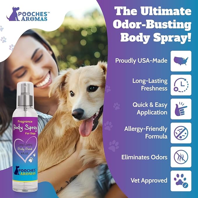 Natural Dog Cologne – Premium Deodorizing & Refreshing Grooming Spray for Dogs and Puppies – Long-Lasting Scent to Revitalize Coat & Skin – 8 fl oz (Pack of 6)